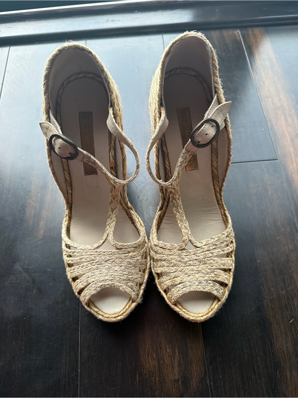 BCBGMaxAzria Natural Braided Espadrille Wedge Sandals